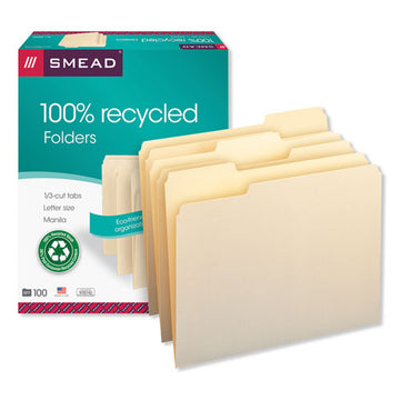 Smead® 100% Recycled Manila Top Tab File Folders, 1-3-cut Tabs, Letter Size, 100-box freeshipping - TVN Wholesale